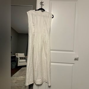 Linen dress with darts and seam details